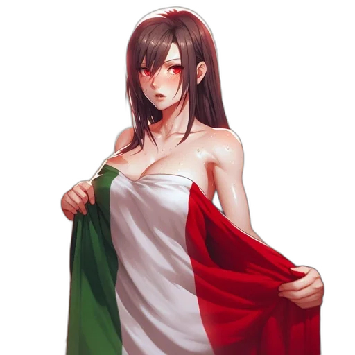 dress, pixel art, fantasy art, anime, concept art, red, italian, flag-draped transparent PNG cut-out