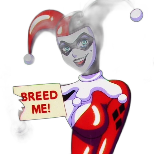 comic book art, cartoon, concept art, 3d render, harley, quinn, her, jester transparent PNG cut-out