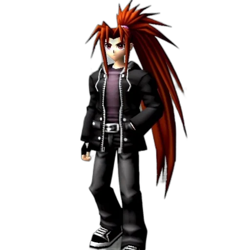 jacket, staff, hair, weapon transparent PNG cut-out
