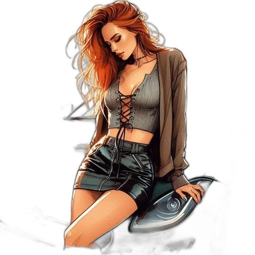 jacket, dress, jewelry, watercolor, concept art, photorealistic, comic book art, neon lights transparent PNG cut-out