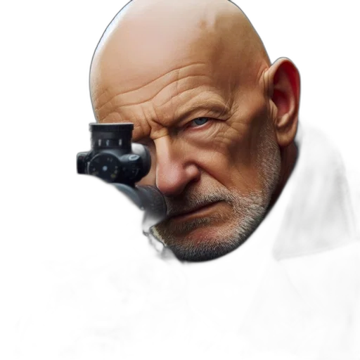 face, mask, robot, staff, photorealistic, concept art, cyberpunk, comic book art transparent PNG cut-out