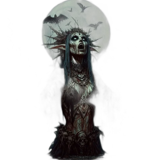 mask, crown, staff, creature, concept art, fantasy art, 3d render, photorealistic transparent PNG cut-out