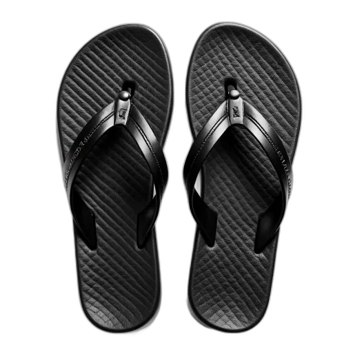 shoes, photorealistic, pair, black, white, flip-flops, textured, pattern transparent PNG cut-out