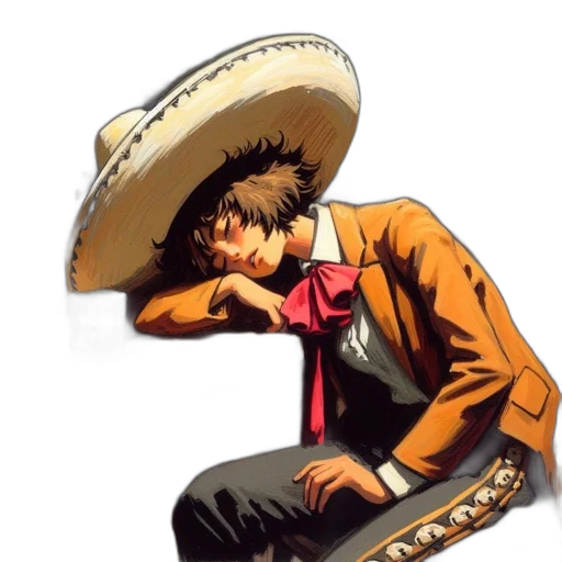 hat, jacket, staff, face, concept art, comic book art, pixel art, photorealistic transparent PNG cut-out
