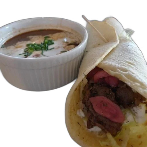 food, photorealistic, white, bowl, soup, wrap, next transparent PNG cut-out