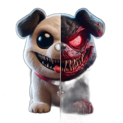 creature, concept art, 3d render, pixel art, puppy, dual, portrayal, pleasant transparent PNG cut-out