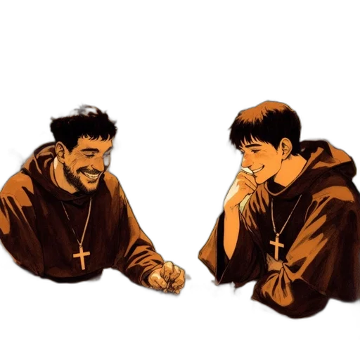 concept art, pixel art, comic book art, cartoon, two, monks, play, chess transparent PNG cut-out