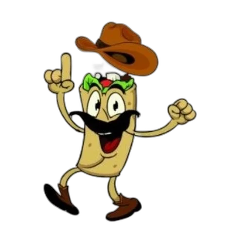 hat, staff, animal, food, cartoon, concept art, burrito, character transparent PNG cut-out