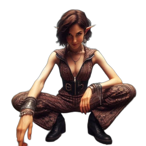 staff, concept art, fantasy art, pixel art, comic book art, woman, elf-like, ears transparent PNG cut-out