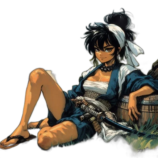 concept art, comic book art, anime, fantasy art, blue, confident, woman, traditional transparent PNG cut-out