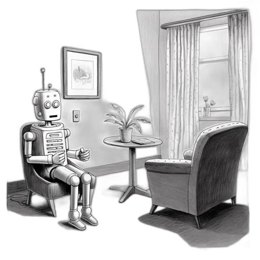 robot, furniture, mask, concept art, cartoon, comic book art, 3d render, outer space transparent PNG cut-out