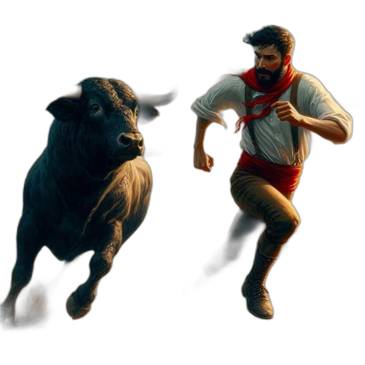 animal, concept art, fantasy art, photorealistic, pixel art, man, runs, beside transparent PNG cut-out