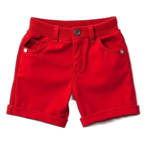 red, pair, children, shorts, button, fly, two, front transparent PNG cut-out