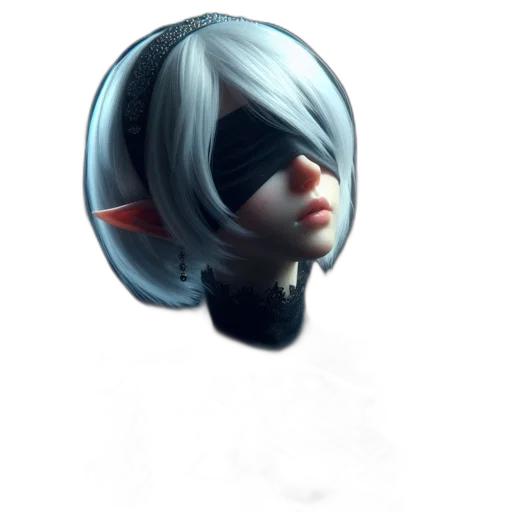 face, mask, robot, staff, 3d render, concept art, cyberpunk, fantasy art transparent PNG cut-out