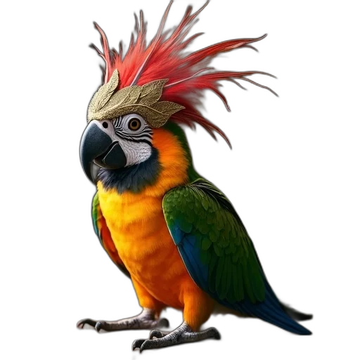animal, staff, creature, crown, concept art, photorealistic, 3d render, fantasy art transparent PNG cut-out