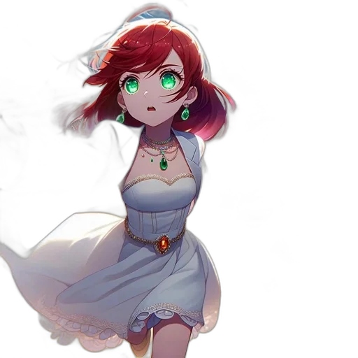 dress, staff, jewelry, face, concept art, fantasy art, anime, pixel art transparent PNG cut-out