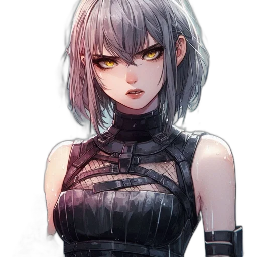 dress, face, robot, jacket, cyberpunk, anime, concept art, fantasy art transparent PNG cut-out