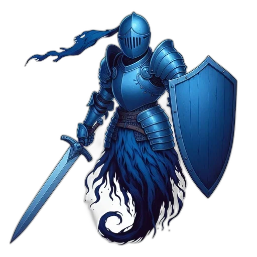 sword, staff, fantasy art, concept art, pixel art, 3d render, blue, knight transparent PNG cut-out