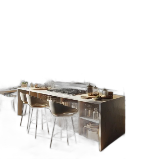 furniture, 3d render, concept art, photorealistic, earth tones, modern, kitchen, sleek transparent PNG cut-out