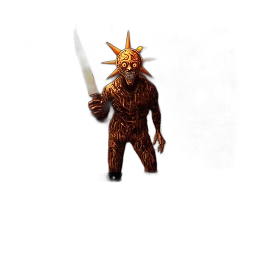 staff, mask, creature, weapon, concept art, 3d render, fantasy art, pixel art transparent PNG cut-out