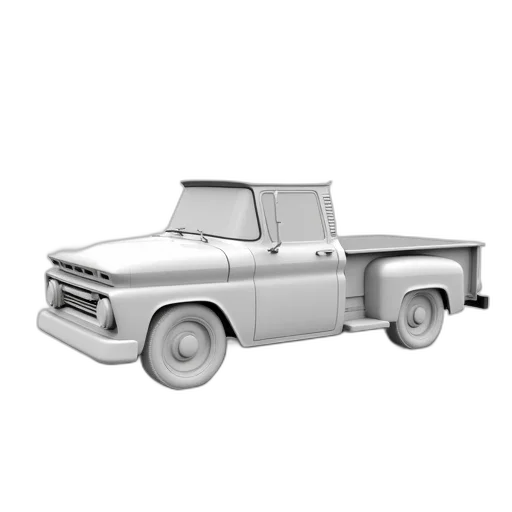 car, 3d render, photorealistic, concept art, pencil sketch, white, pickup, truck transparent PNG cut-out