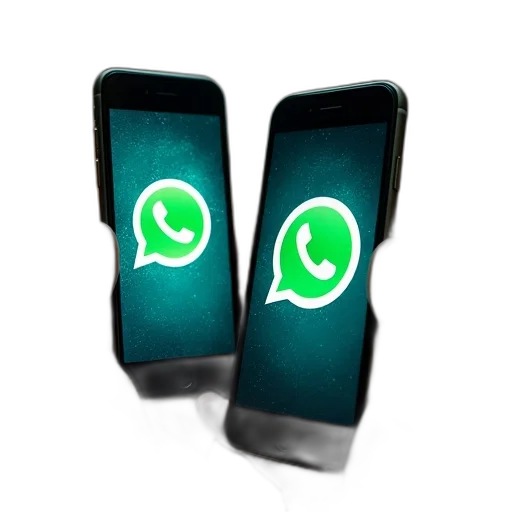 3d render, two, iphones, displaying transparent PNG cut-out