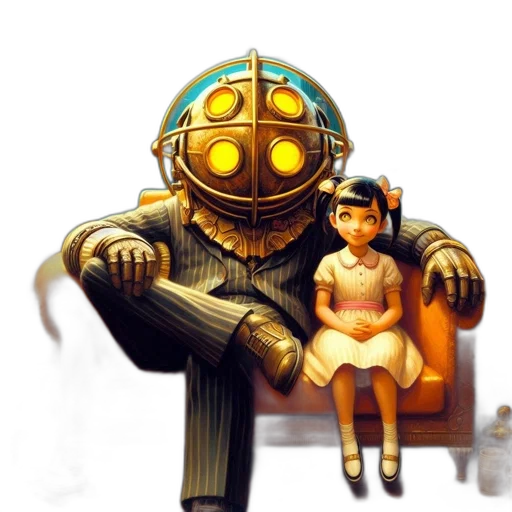 robot, mask, creature, concept art, pixel art, fantasy art, 3d render, underwater transparent PNG cut-out