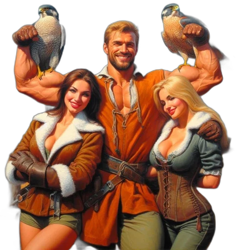 jacket, weapon, concept art, comic book art, fantasy art, pixel art, earth tones, three transparent PNG cut-out