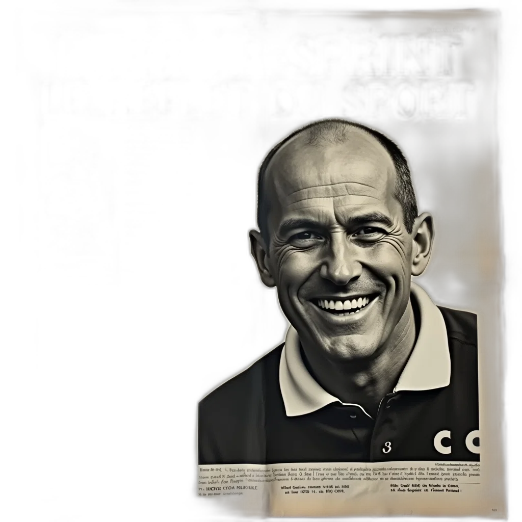 face, photorealistic, vintage, newspaper, page, featuring, large, smiling transparent PNG cut-out