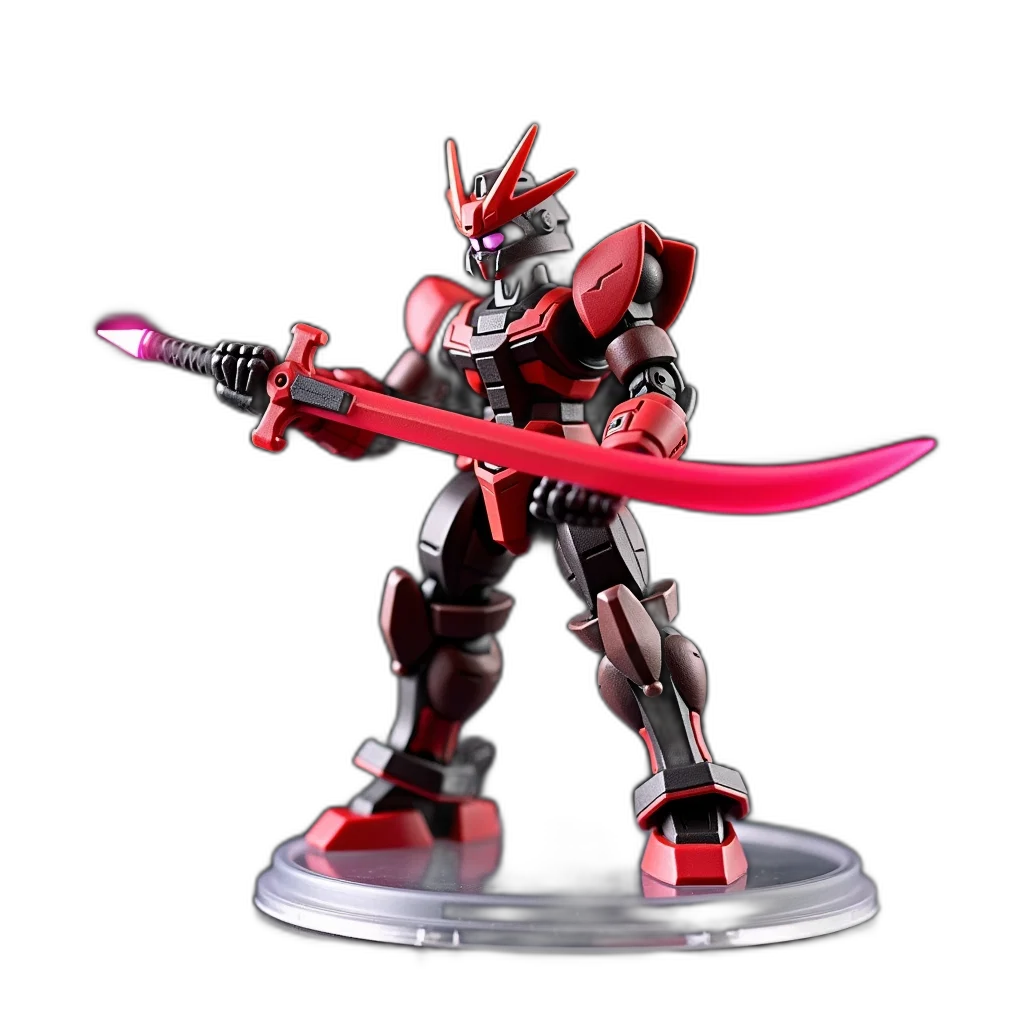 sword, weapon, robot, 3d render, concept art, red, detailed, miniature transparent PNG cut-out