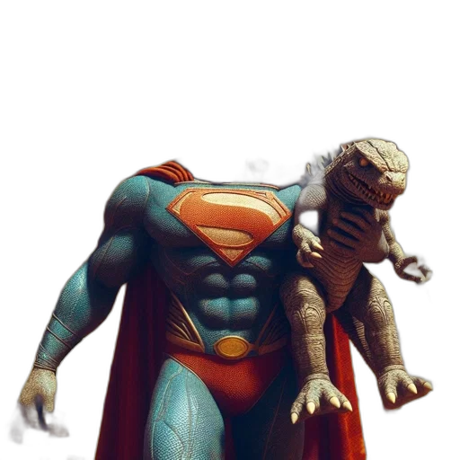 creature, concept art, comic book art, 3d render, fantasy art, outer space, reptilian, superman transparent PNG cut-out