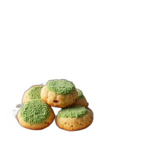 food, 3d render, photorealistic, green, pastel, variety, sweet, treats transparent PNG cut-out