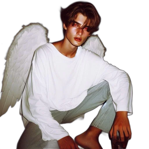jacket, creature, vaporwave, photorealistic, young, man, tousled, hair transparent PNG cut-out