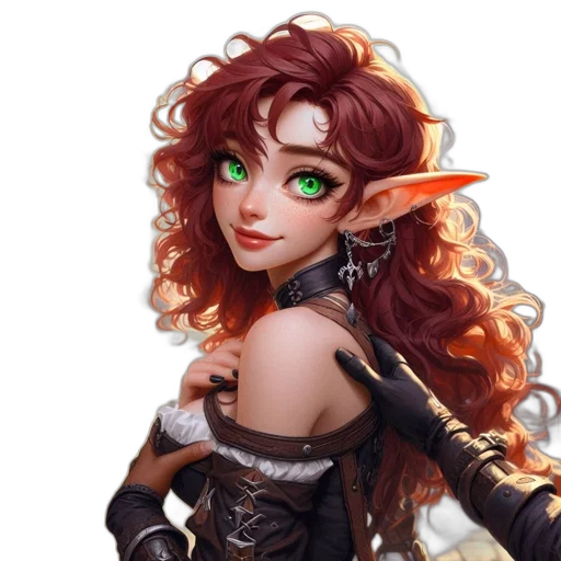staff, fantasy art, concept art, pixel art, photorealistic, woman, distinctive, features transparent PNG cut-out