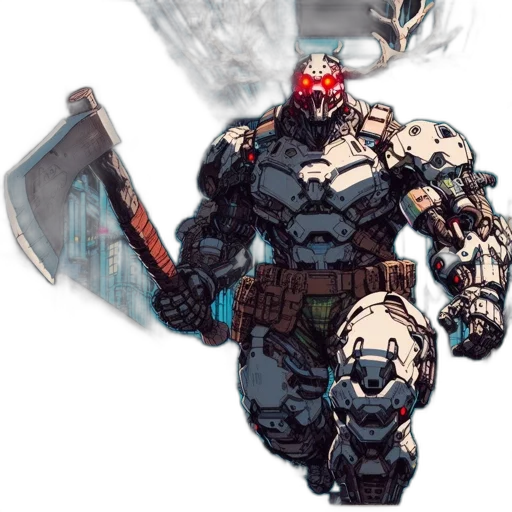 weapon, robot, concept art, pixel art, comic book art, fantasy art, monochrome, red transparent PNG cut-out