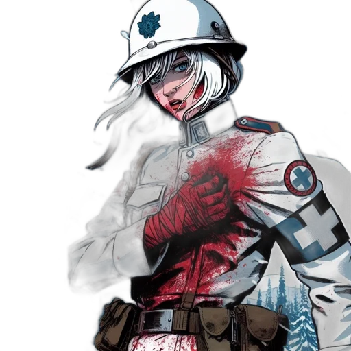 comic book art, concept art, cyberpunk, fantasy art, armed, woman, wearing, bloodied transparent PNG cut-out