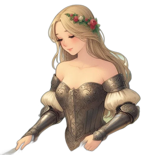 dress, crown, sword, staff, fantasy art, concept art, pixel art, watercolor transparent PNG cut-out