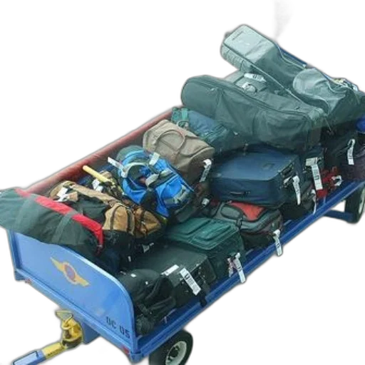 car, furniture, cart, filled, luggage, airport, various, bags transparent PNG cut-out