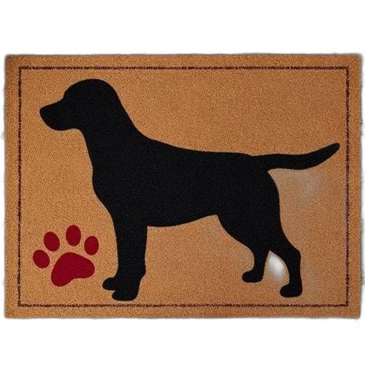 animal, rubber, doormat, featuring, silhouette, black, dog, red transparent PNG cut-out