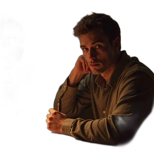 jacket, face, staff, weapon transparent PNG cut-out