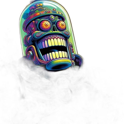 mask, robot, face, creature, concept art, cyberpunk, comic book art, 3d render transparent PNG cut-out