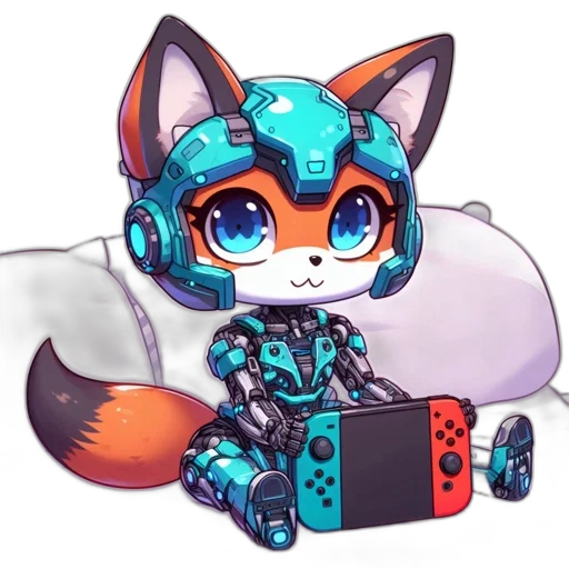 robot, animal, pixel art, cyberpunk, concept art, vaporwave, blue, monochrome transparent PNG cut-out