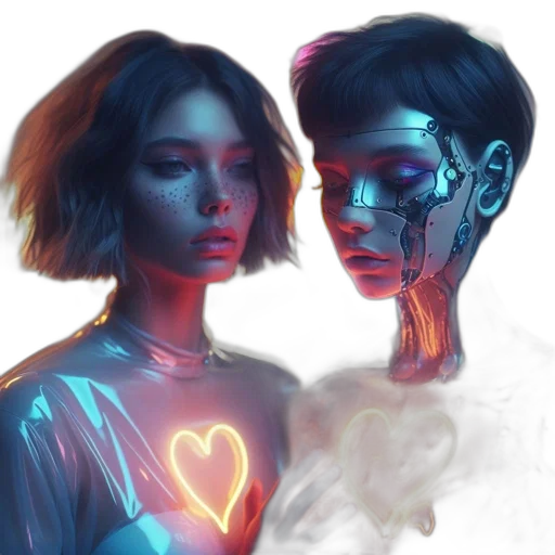 mask, robot, face, cyberpunk, concept art, fantasy art, comic book art, neon lights transparent PNG cut-out