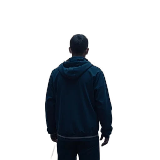 jacket, staff, face, robot, concept art, 3d render, photorealistic, pixel art transparent PNG cut-out