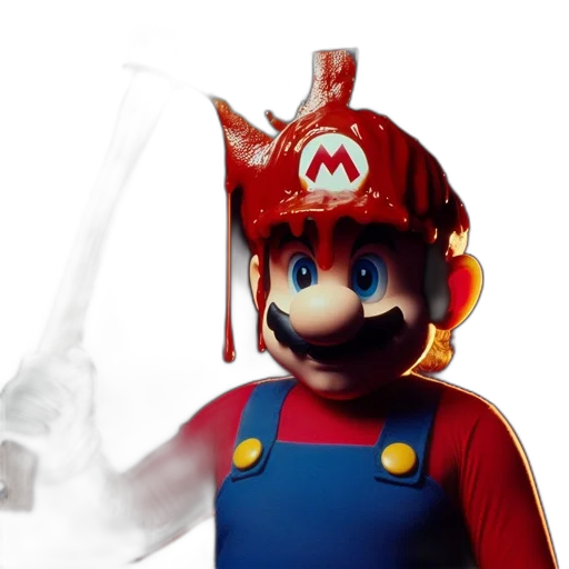 mask, crown, hat, weapon, 3d render, concept art, mario, video transparent PNG cut-out