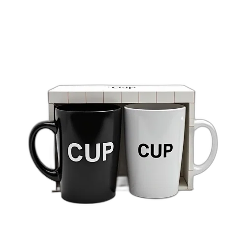 3d render, photorealistic, black, coffee, mug, word, cup, white transparent PNG cut-out