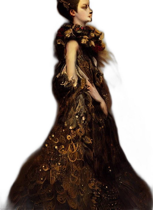 dress, crown, jewelry, staff transparent PNG cut-out