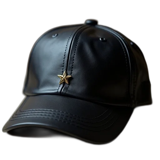 hat, crown, staff, 3d render, photorealistic, black, leather, baseball transparent PNG cut-out