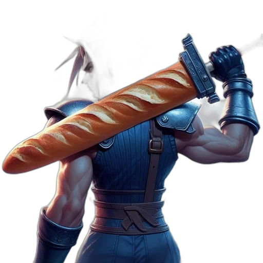 weapon, sword, food, staff, concept art, fantasy art, 3d render, cyberpunk transparent PNG cut-out