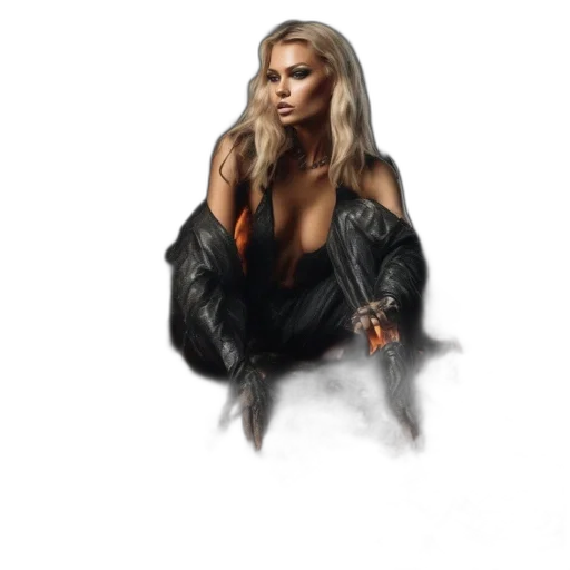 jacket, hair, photorealistic, concept art, fantasy art, comic book art, woman, blonde transparent PNG cut-out